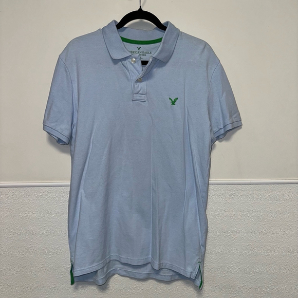 Men's American Eagle Outfitters Polo Shirt, M, Light Blue Green Logo - Picture 1 of 10